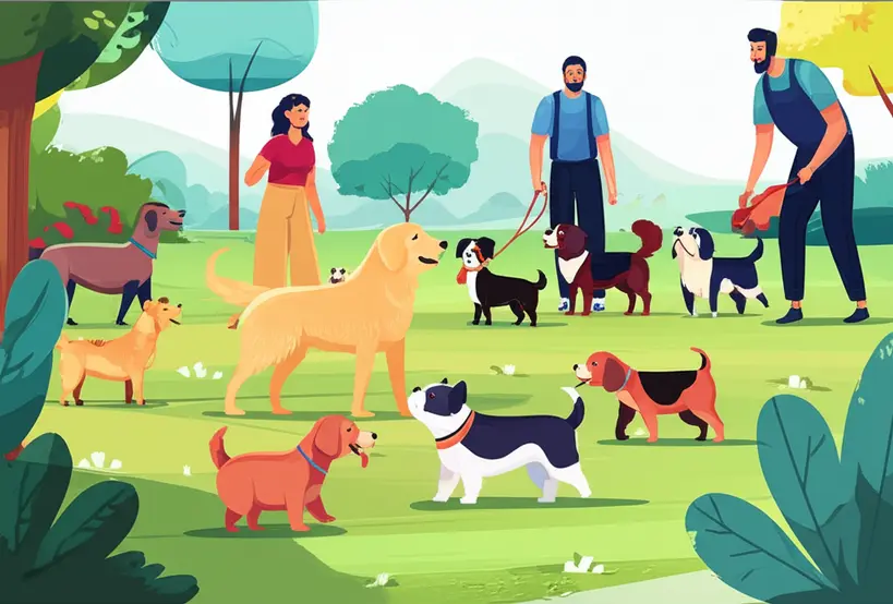 Cães de várias raças brincando em uma área gramada do Parque Municipal Américo Renné Giannetti em Belo Horizonte