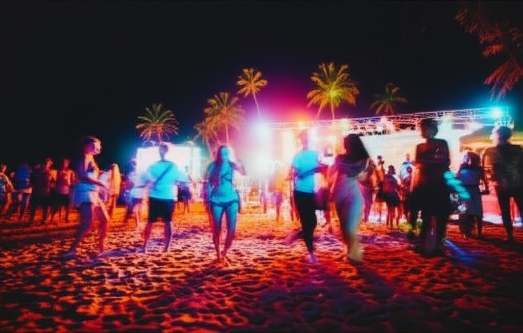 Noite Vibrante: Música, Dança e Luzes na Praia de Ibirapuera