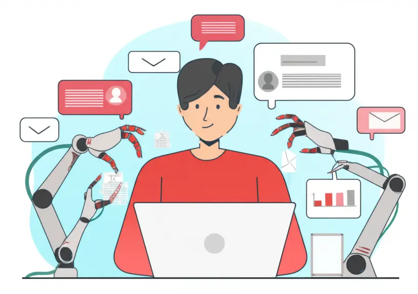 Empreendedor automatizando tarefas Empreendedor usando software de automação para gerenciar vendas e marketing