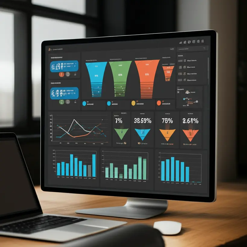 Ferramentas de automação de marketing e vendas Diversas ferramentas de automação de marketing e vendas em um painel digital