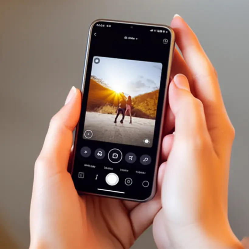 Maos usando um smartphone para editar uma foto simples