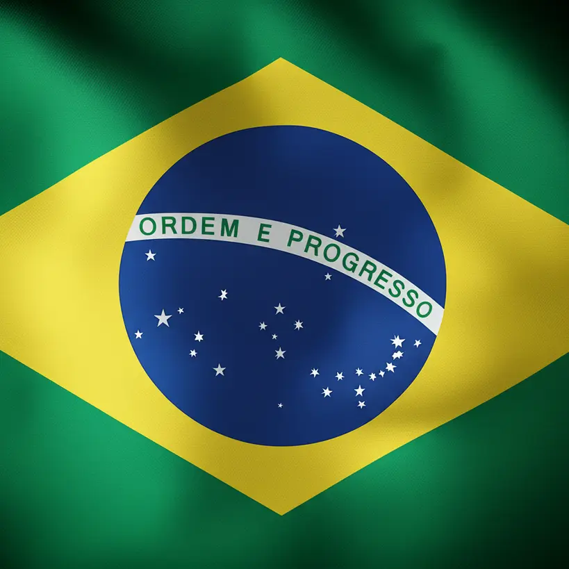 Lema Ordem e Progresso na Bandeira Close-up da faixa Ordem e Progresso na Bandeira do Brasil, destacando o lema e o círculo azul com estrelas