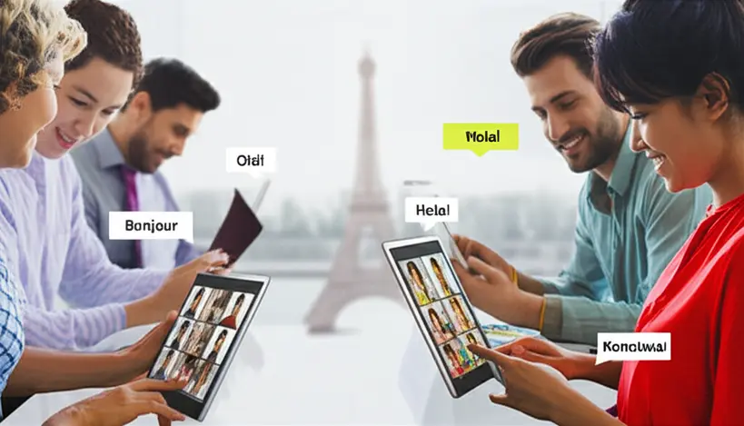 Ilustracao de pessoas diversas de diferentes paises interagindo em uma videochamada online