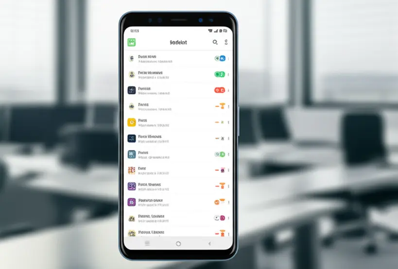 Foto realista de um smartphone exibindo a interface do aplicativo Todoist com uma lista de tarefas organizada