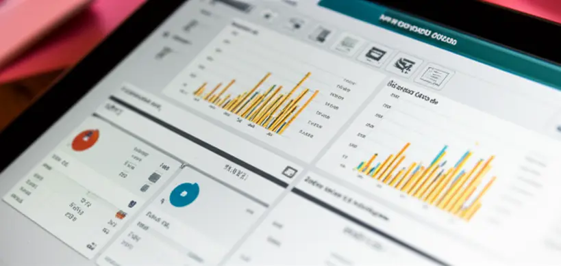 Gráficos de despesas e receitas em software de gestão financeira